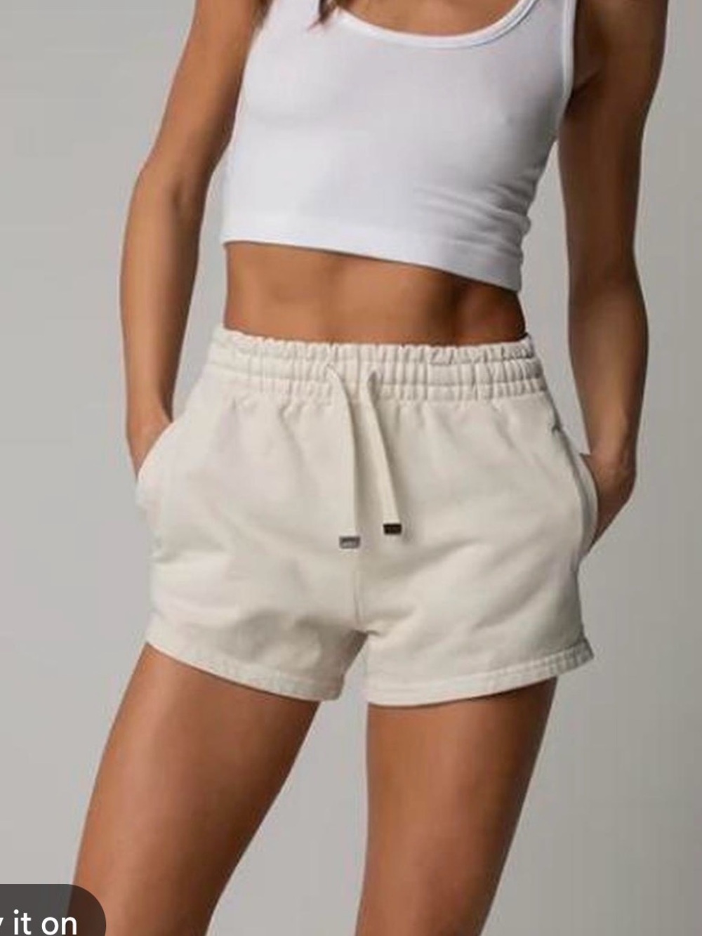 TALENTLESS Cream Elastic Drawstring Athletic Shorts